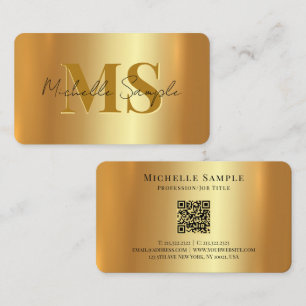 Custom Calligraphy Name QR Code Script Luxury Gold Visitenkarte