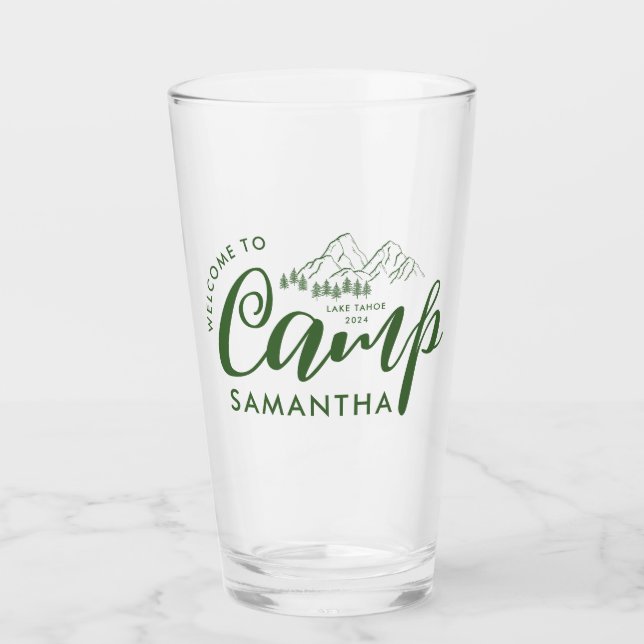 Custom Camp Bachelorette Party Moderne Rustikal Glas (Vorderseite)