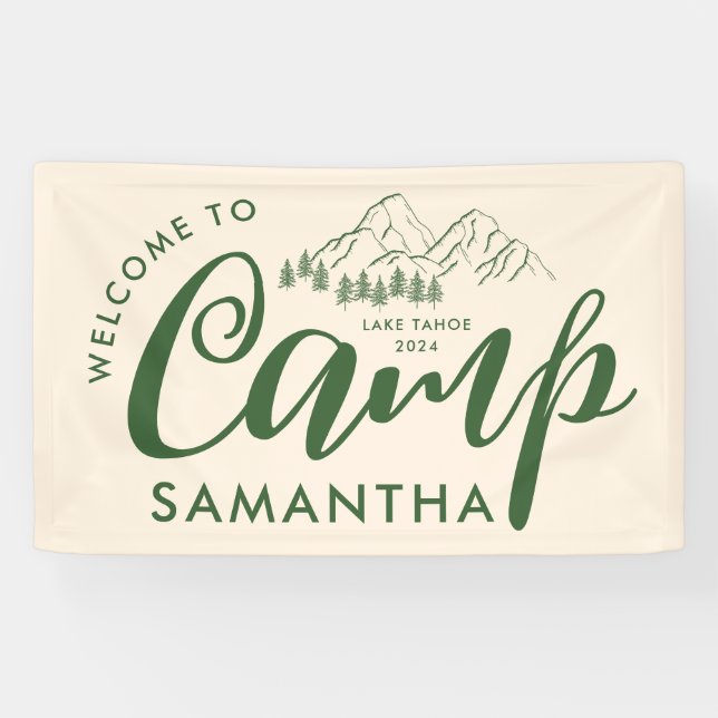 Custom Camp Bachelorette Party Moderne Rustikale W Banner (Horizontal)
