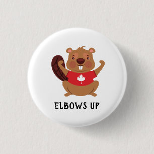 Custom Canada Beaver Elbos Up Funny Button