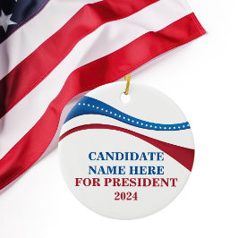 Custom Candidate for President Flag Christmas Keramik Ornament