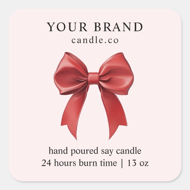 "Custom Candle Business Logo Sticker with Bow (Vorderseite)