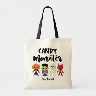 Custom Candy Monster Kids Trick or Treat Tote Bag