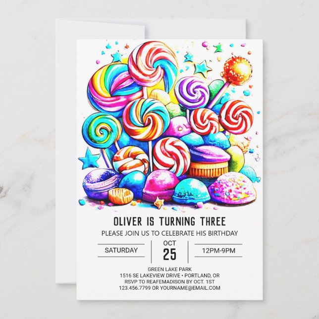 Custom Candyland Online Geburtstag Einladung (Vorderseite)