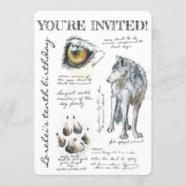 Custom Canis Lupus Wolf Illustration Einladung