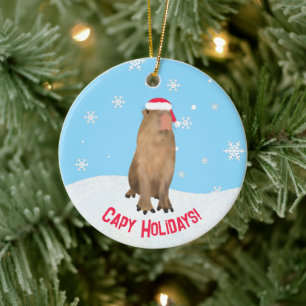 Custom Cape Holidays Funny Niedlich Capybara Pun Keramik Ornament