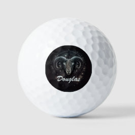 Custom Capricorn Zodiac Sign Black Golfball