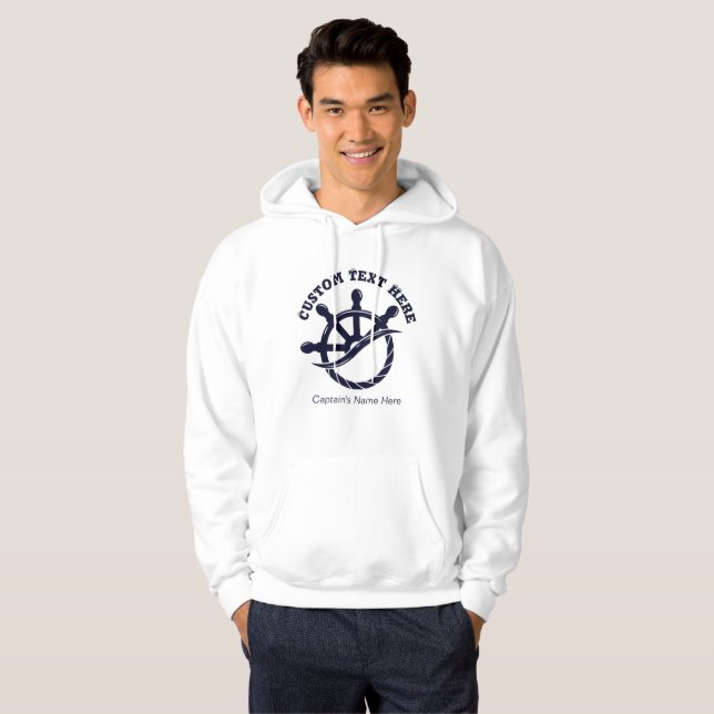 Custom Captain Boat Nautical Gift Hoodie (Vorne ganz)