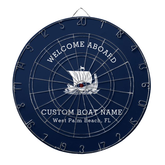 Custom Captain Boat Nautical Ship Logo Navy Dartscheibe (vorne)
