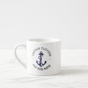 Custom Captain Name Boot Nautical Anchavy Espressotasse