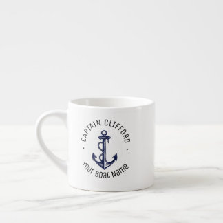 Custom Captain Name Boot Nautical Anchavy Espressotasse