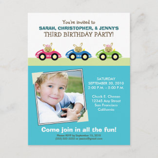 :custom: Car Trio Aqua Geburtstagsparty Einladung