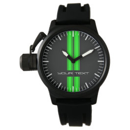 Custom Car Watch - Racing Stripes Green Armbanduhr