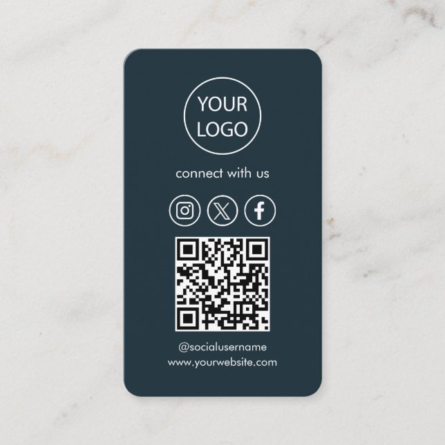 Custom Cards modern, Social Media QR Code Visitenkarte (Vorderseite)