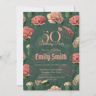 Custom Carnation Luxury Birthday Celebration Einladung