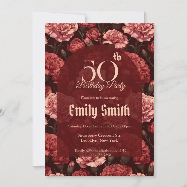 Custom Carnation Themed Teen Birthday Einladung (Vorderseite)