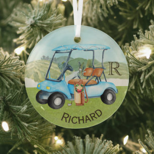 Custom Cart Clubs Monogram Name Glass Ornament Aus Glas