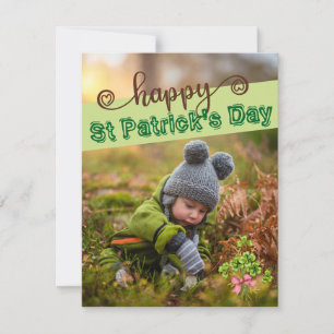 Custom Carte photo St Patrick's Day Cute Shamrock