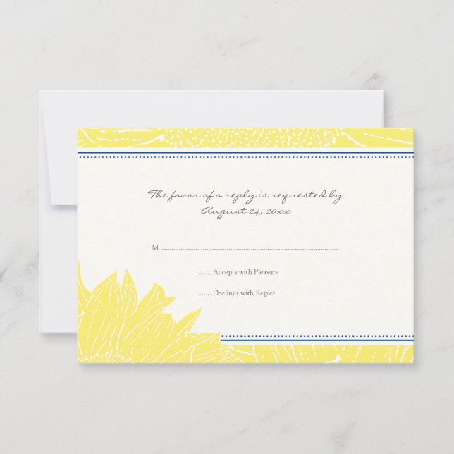 ::custom : Carte RSVP Sunflower : Navy&Yellow (Devant)