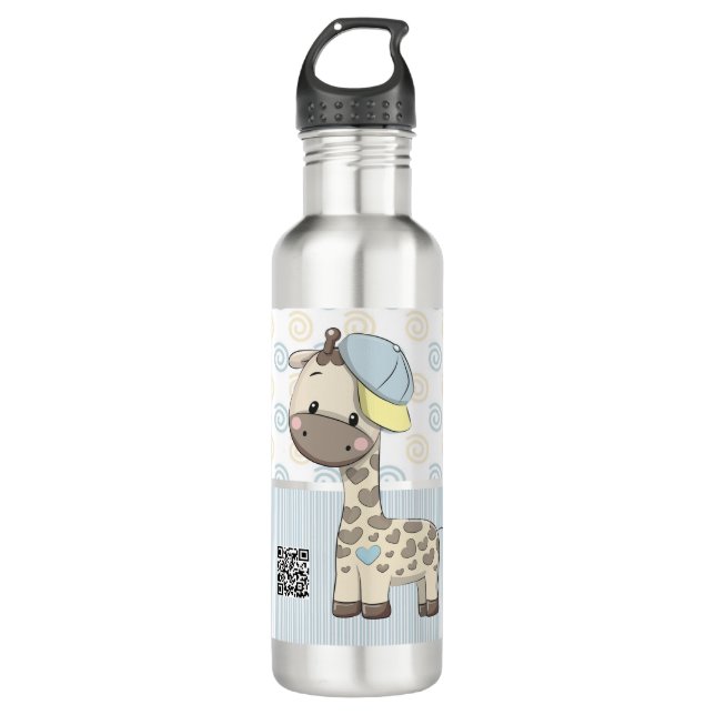 Custom Cartoon Baby Boy Giraffe Edelstahlflasche (Vorderseite)