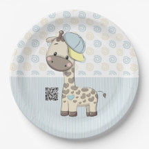 Custom Cartoon Baby Boy Giraffe Papierplatte