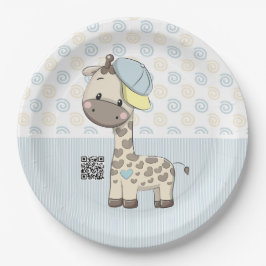 Custom Cartoon Baby Boy Giraffe Papierplatte Pappteller