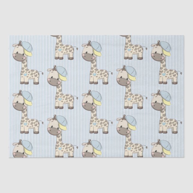 Custom Cartoon Baby Boy Giraffe Tissue Paper Seidenpapier (Vorderseite)