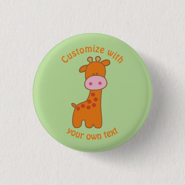 Custom Cartoon Giraffe Button (Vorderseite)