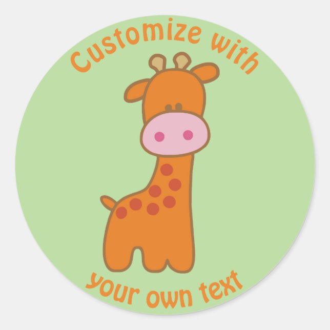 Custom Cartoon Giraffe Runder Aufkleber (Vorderseite)
