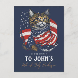 Custom Cat 4. Juli Patriotische Party Einladung Postkarte