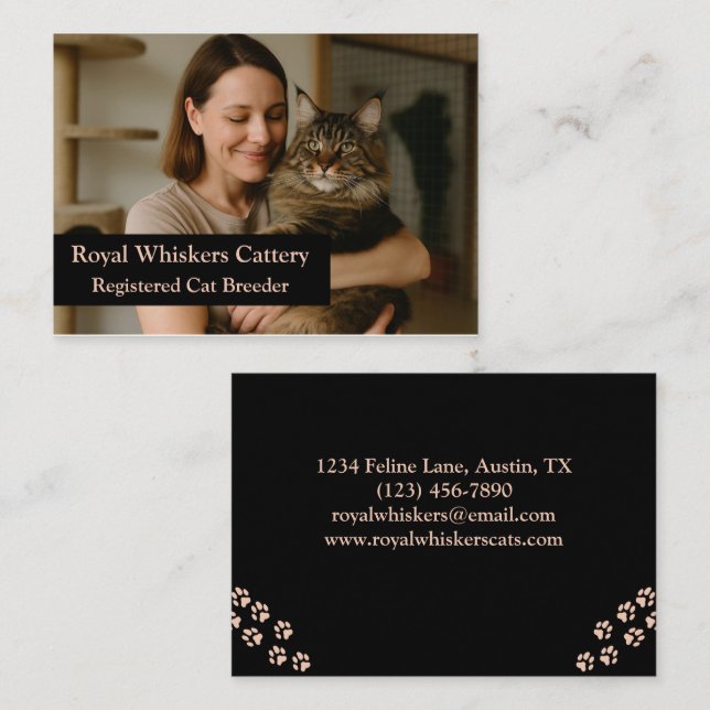 Custom Cat Breeder Business Card with Photo  Visitenkarte (Vorne/Hinten)