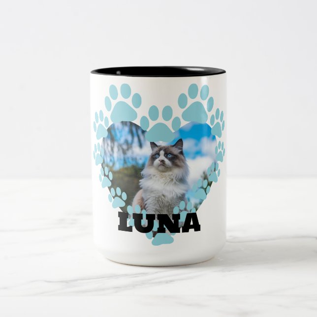 Custom Cat Photo Coffee Mug with Name (Centre)