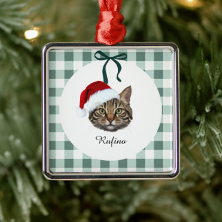 Custom Cat Photo & Name Christmas Ornament Aus Metall