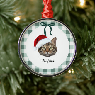 Custom Cat Photo & Name Christmas Ornament Aus Metall