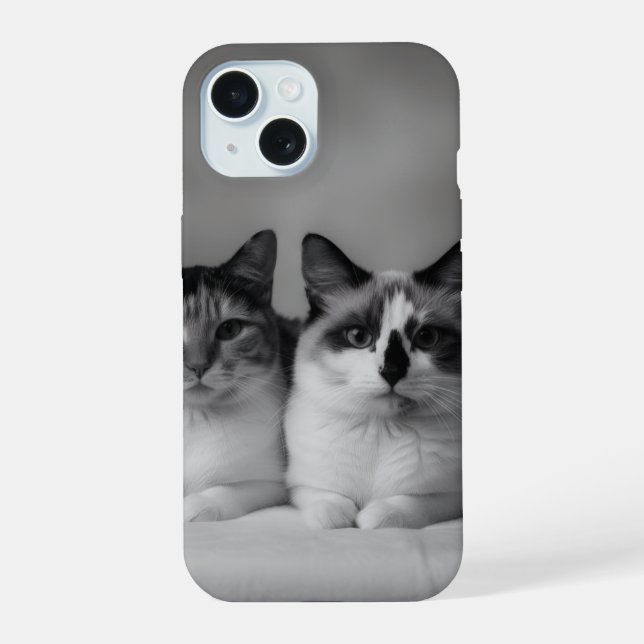 Custom Cat Portrait iPhone 15 Slim Fit Case  iPhone 15 Hülle (Rückseite)