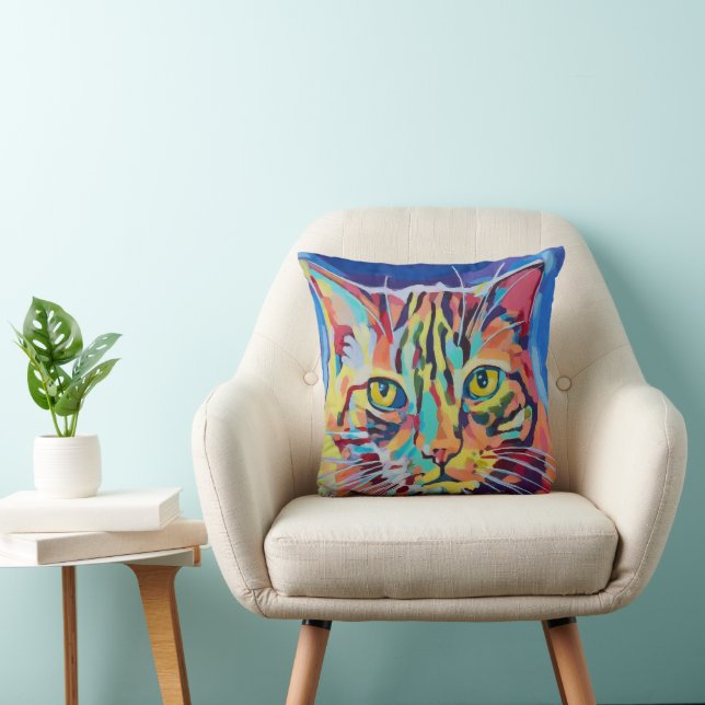 Custom Cat Portrait Painting -Forever Loved Pet Kissen (Stuhl )