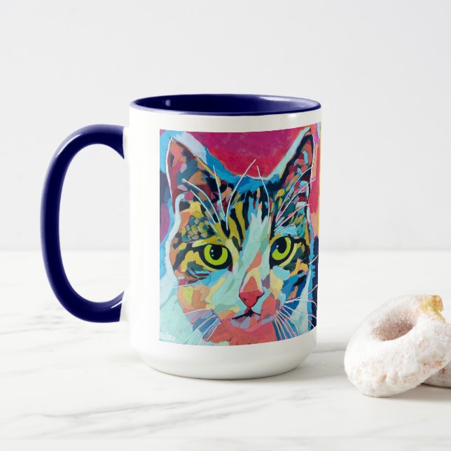 Custom Cat Portrait Painting - Forever Loved Pet Tasse (Mit Donut)