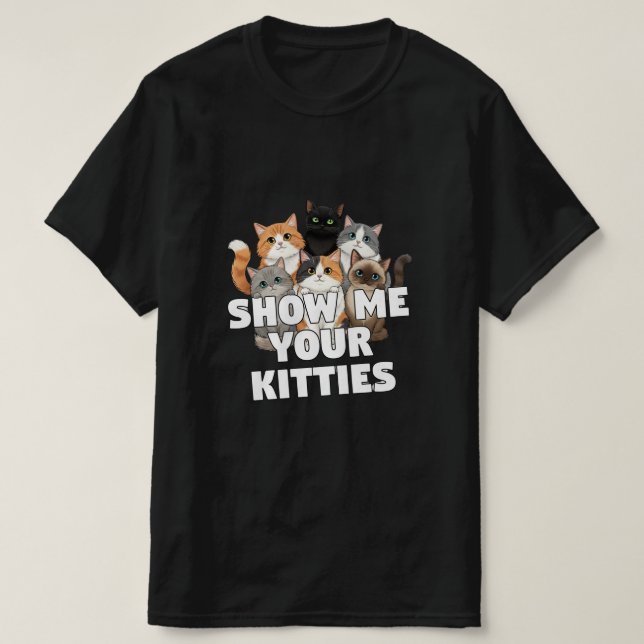 Custom Cat T-Shirt with Kittens Funny  (Design vorne)