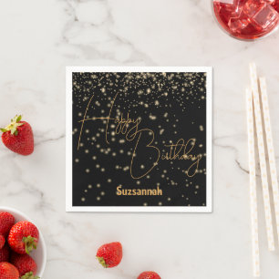Custom Celebration Glühen Gold Confetti auf schwar Serviette