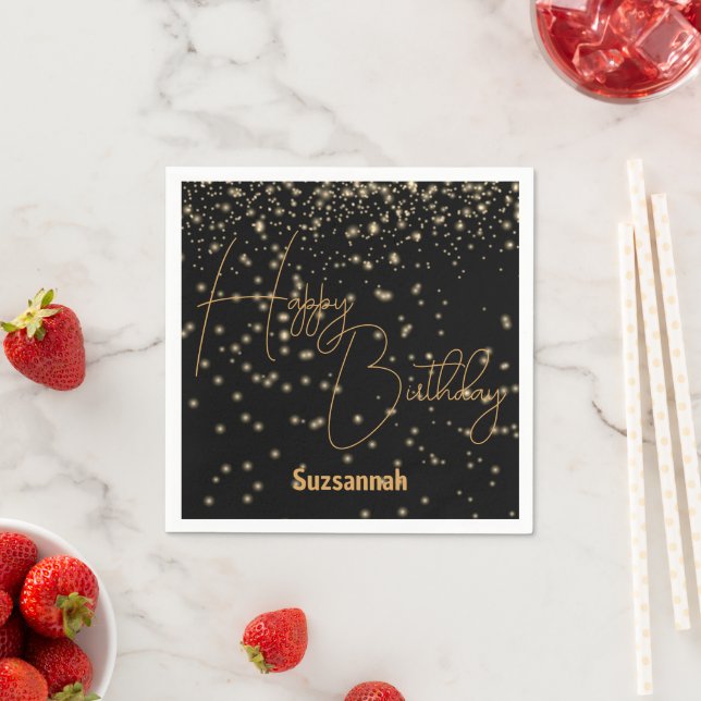Custom Celebration Glühen Gold Confetti auf schwar Serviette (Beispiel)