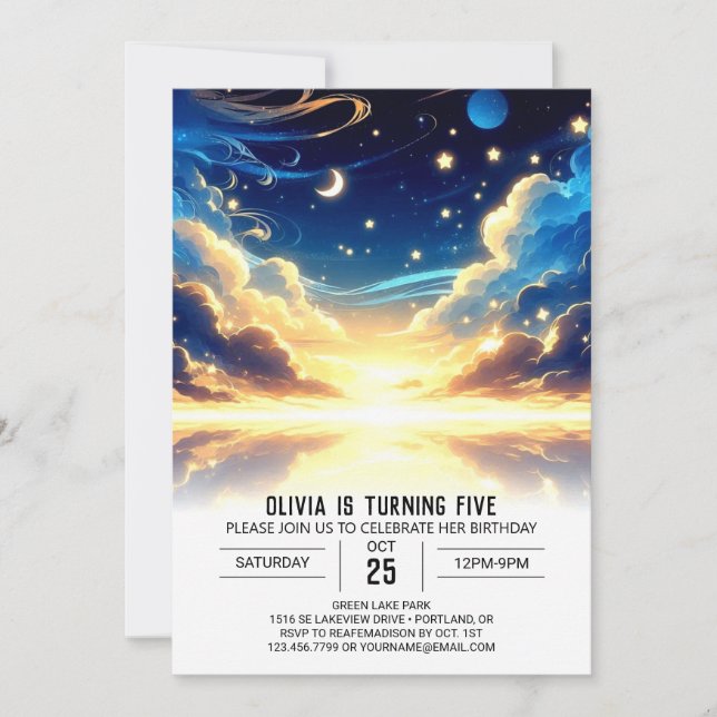 Custom Celestial Digital Geburtstag Einladung (Vorderseite)