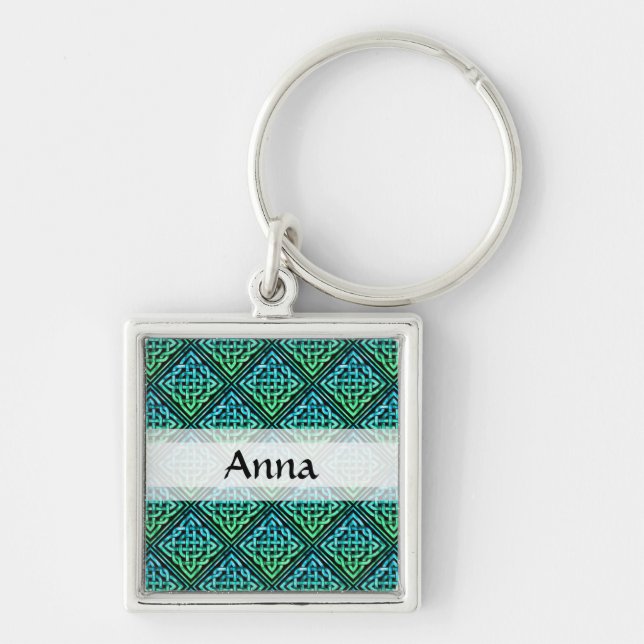 Custom Celtic Knot - Diamond Blue Green Schlüssela Schlüsselanhänger (Vorne)