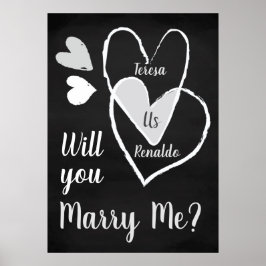 Custom Chalk hört: "Whill du mich heiraten?" Poster