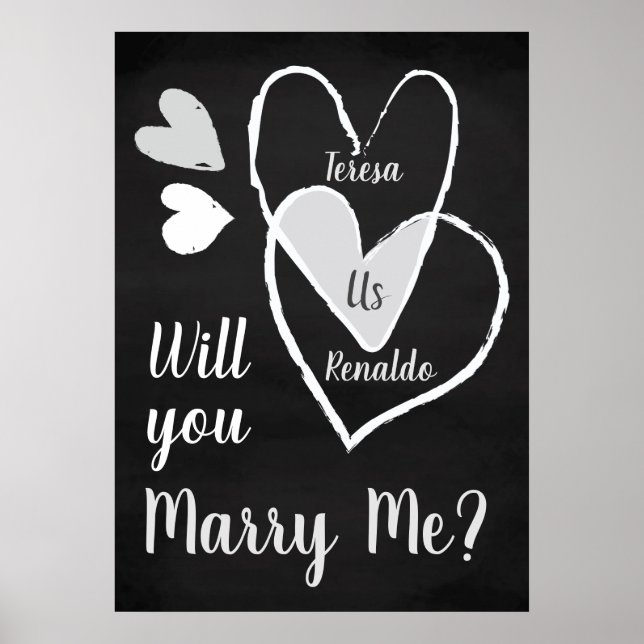 Custom Chalk hört: "Whill du mich heiraten?" Poster (Vorne)
