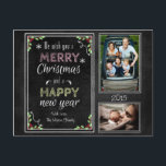 Custom Chalkboard Christmas Collection Feiertagspostkarte<br><div class="desc">Dieses Design zeichnet sich durch einen Chalkboard-Hintergrund mit Kreiderahmen,  Weihnachten-Blume,  eleganten Spiralpfeilen und Schneeflocken aus. Wenn Ihnen mein Design gefällt,  dann Karo bitte auch mein anderes Design in dieser Kollektion aus.</div>