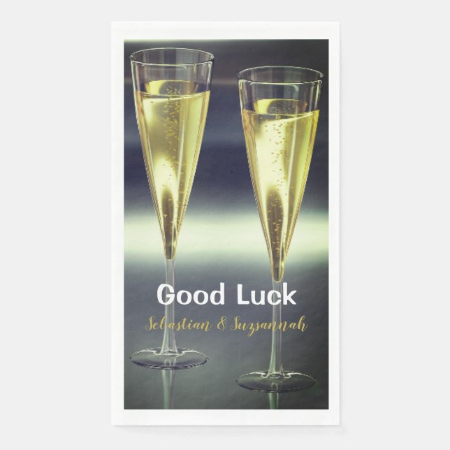 Custom Champagne Glasses Viel Glück-Party Serviette (Vorderseite)