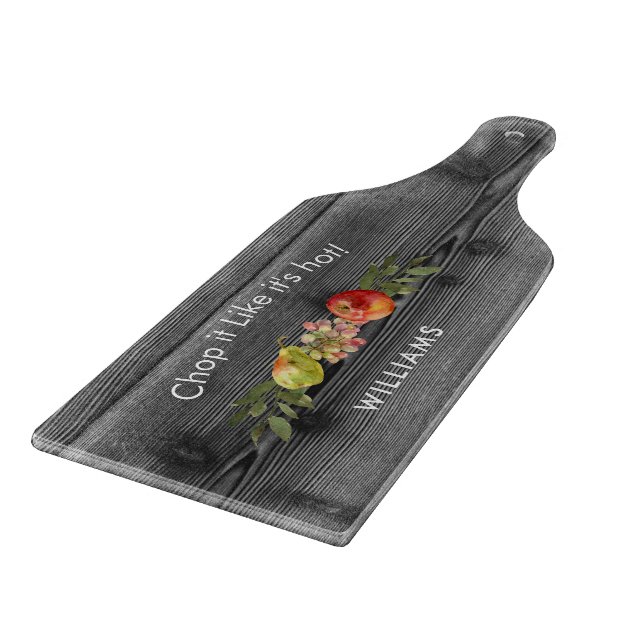 Custom Charcuterie Gray Wood Image Family Name Schneidebrett (Ecke)