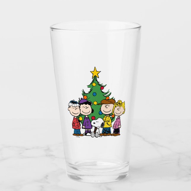 Custom Charlie Brown und Freunde Winter Geburtstag Glas (Vorderseite)