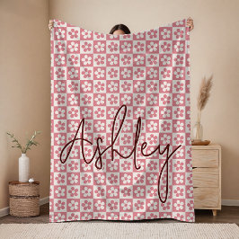 Custom Checkered Name Blanket for Mom or Auntie Fleecedecke