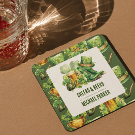 Custom Cheers Beers Birthday St Patrick's Day Rechteckiger Pappuntersetzer